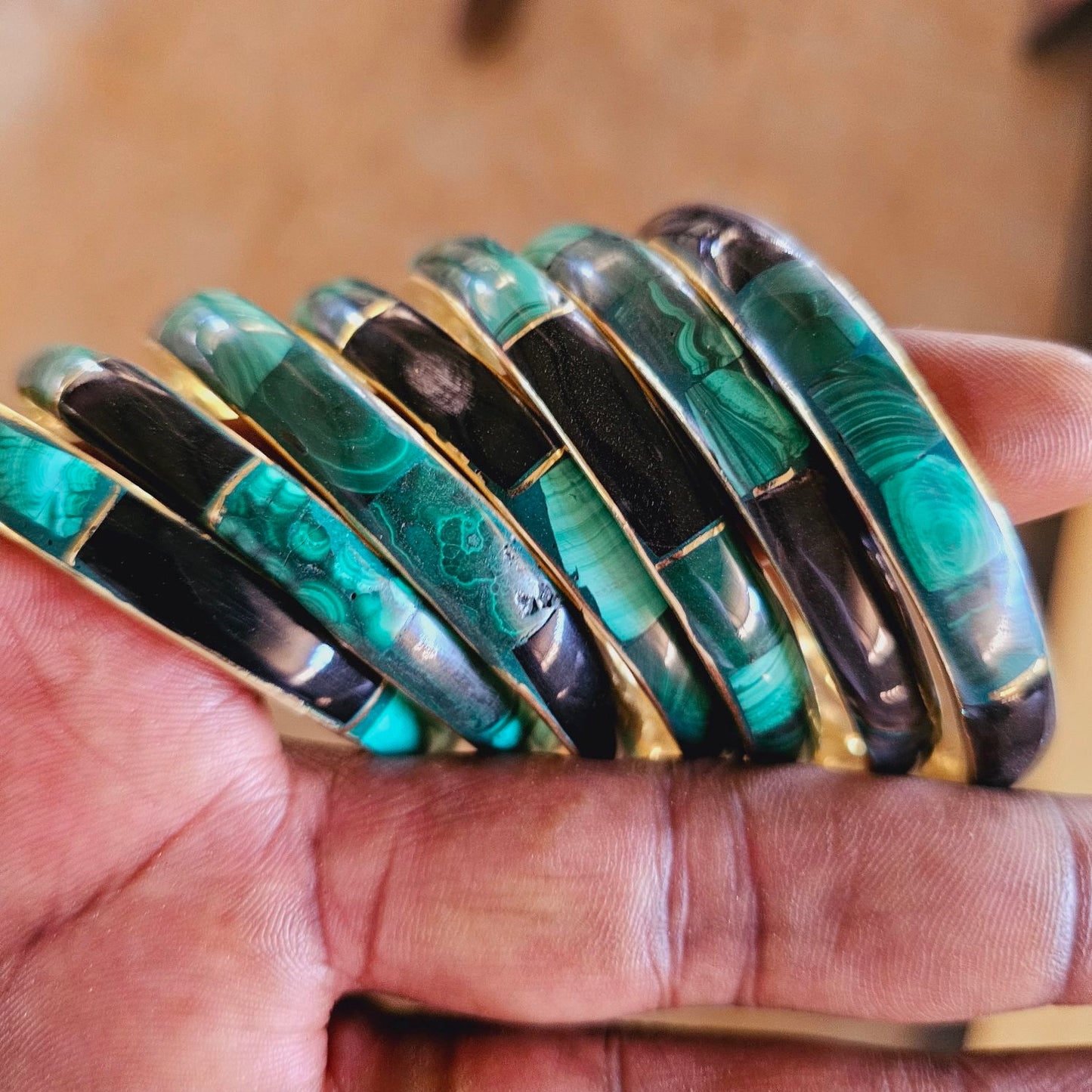 Image Malachite and Bronze Bracelet 01