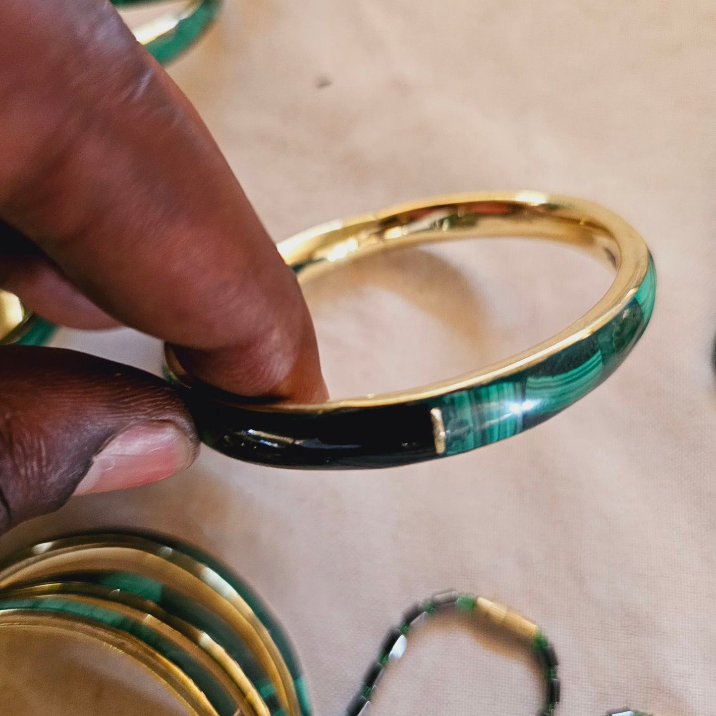 Image Malachite and Bronze Bracelet 03