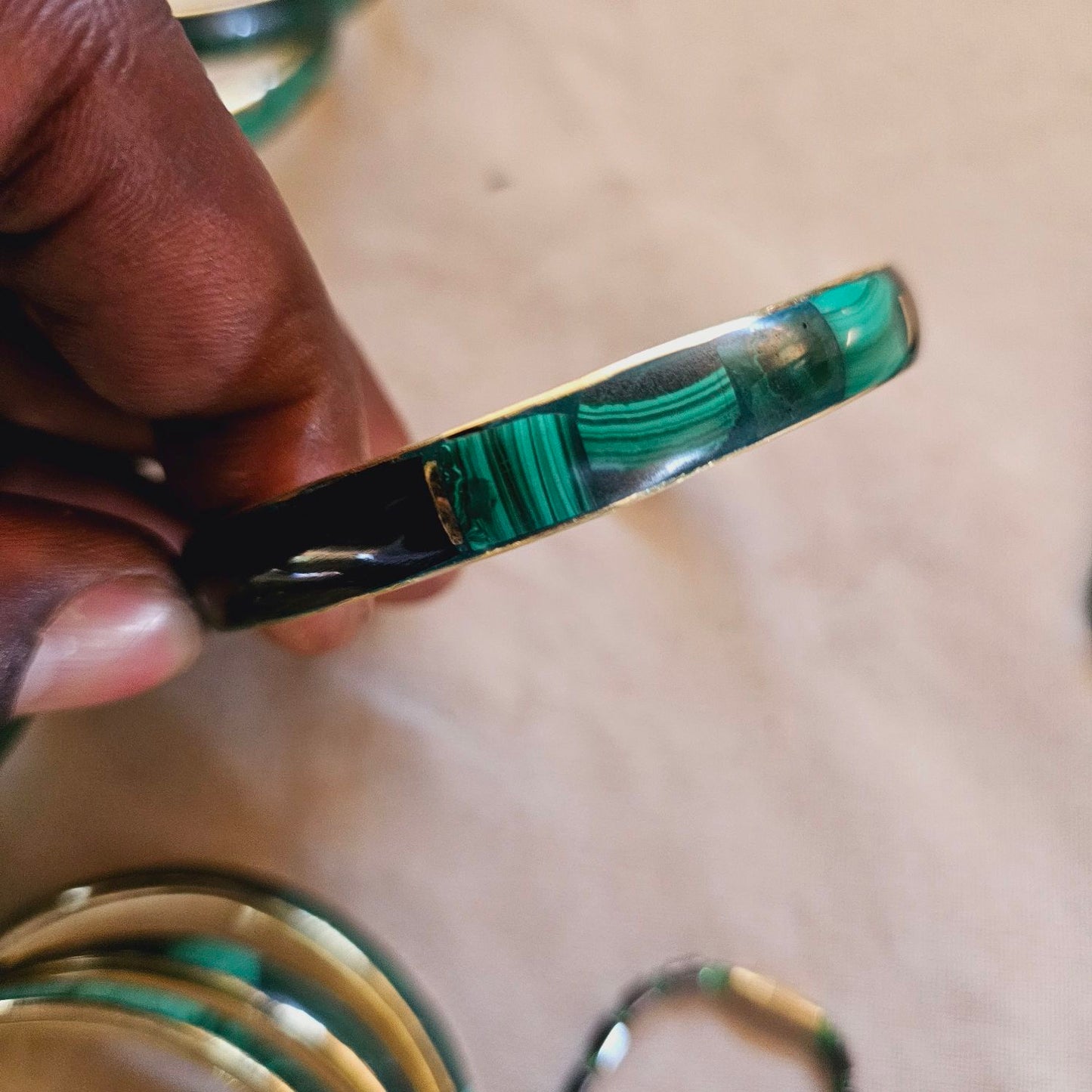 Image Malachite and Bronze Bracelet 02
