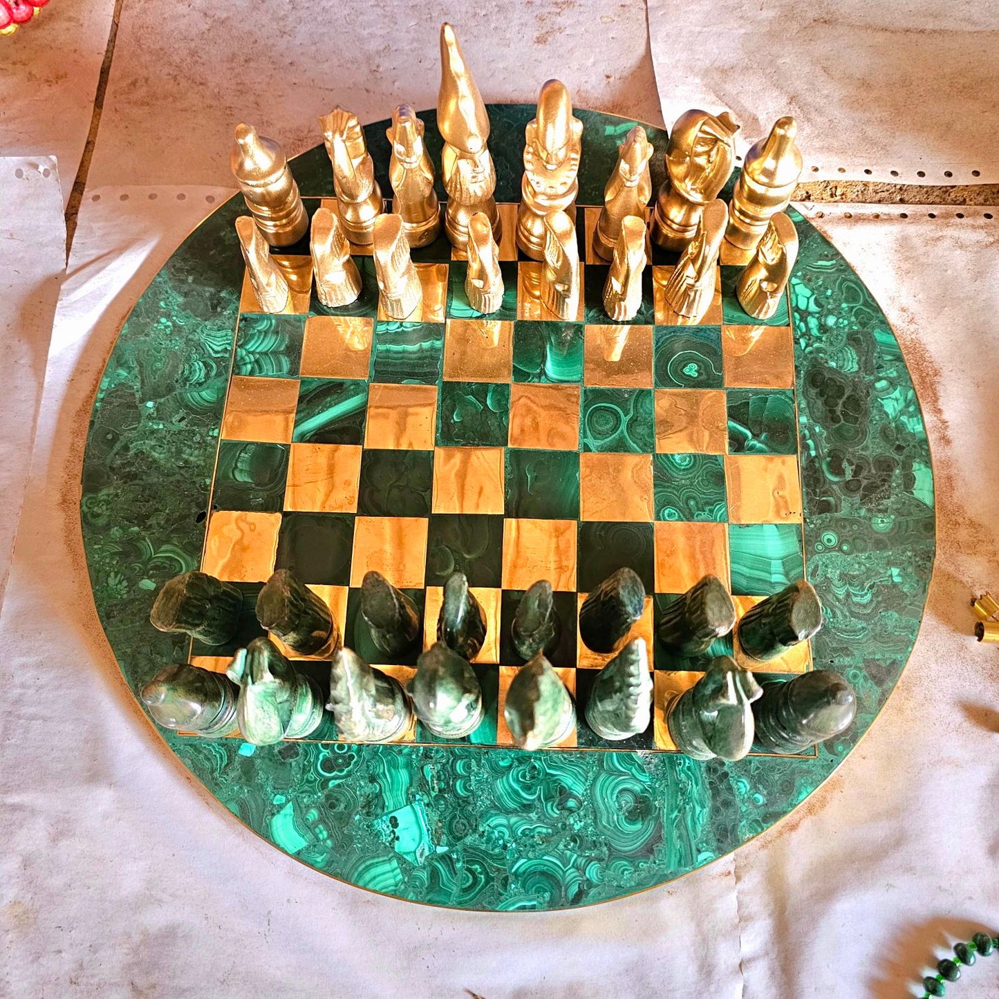 Malachite chess board